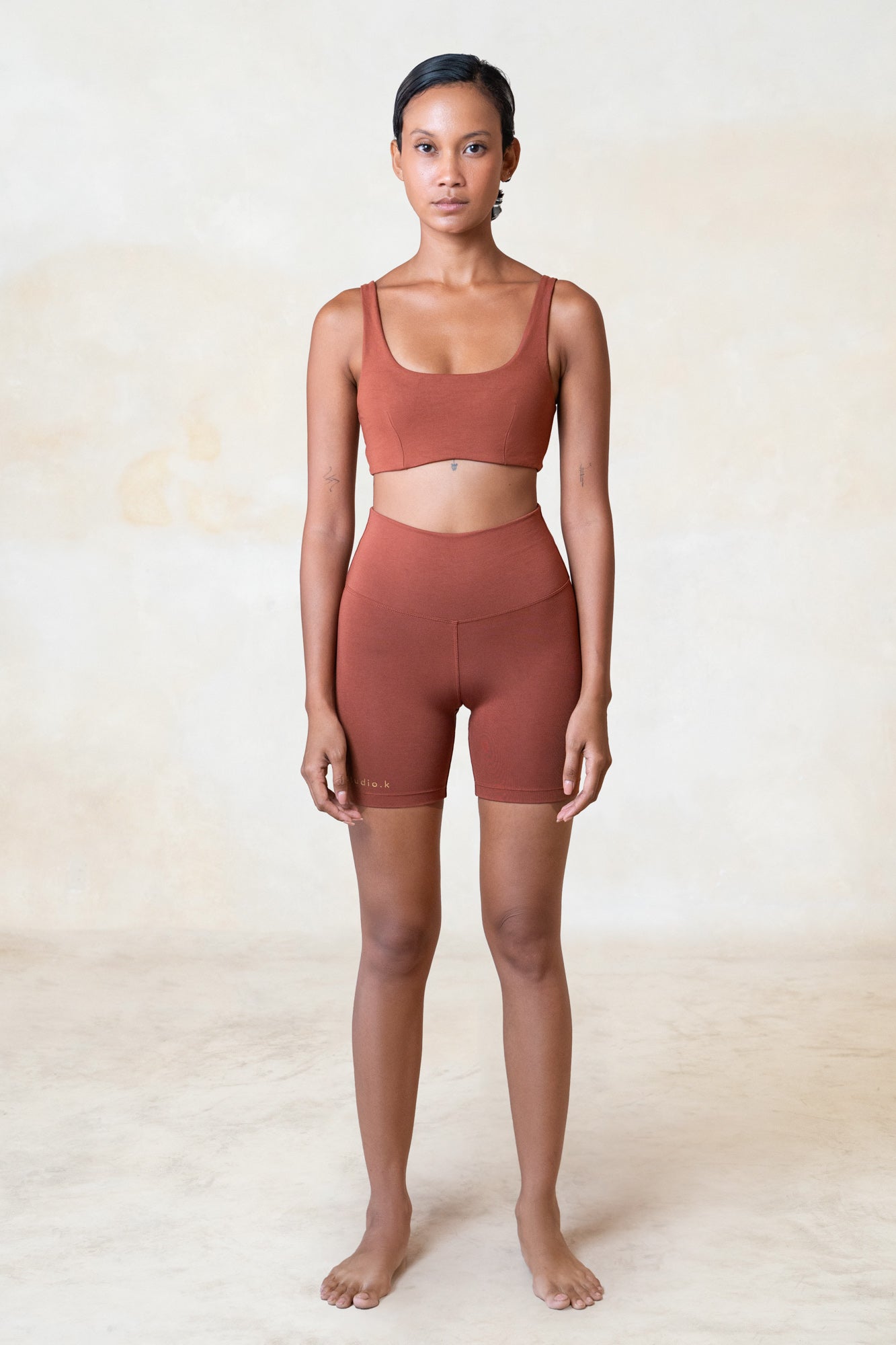 Studio K Embla Bamboo Biker Shorts – eco-friendly, soft, and comfortable yoga and lounge wear, available in multiple sizes.