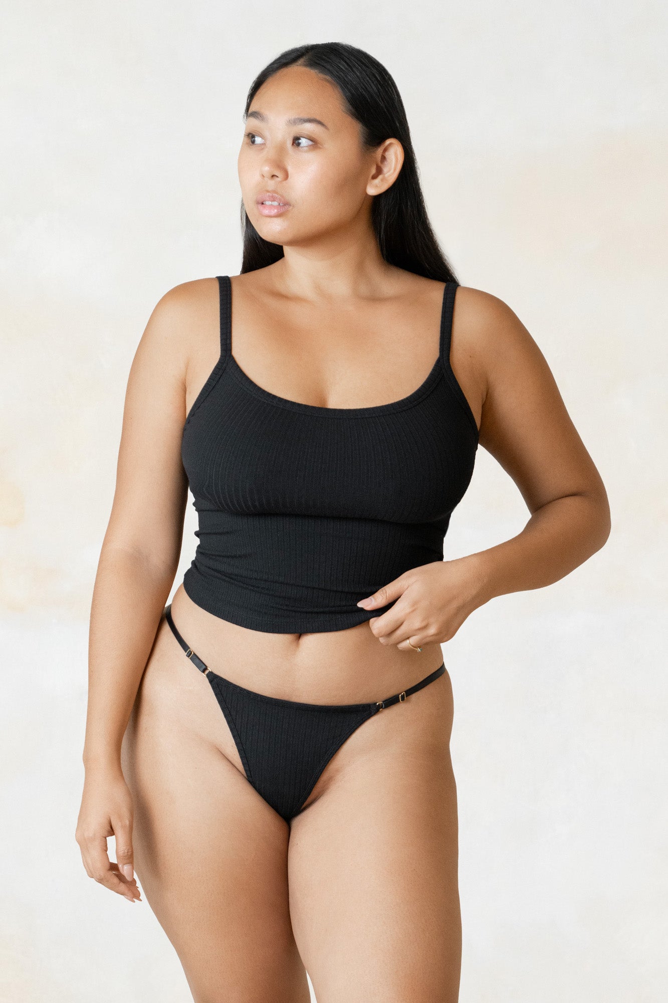 Studio K Rib Singlet – sustainable, soft, and comfortable yoga and lounge wear, available in multiple sizes.