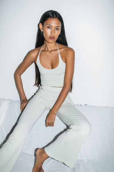 Studio K | Womens | Rib Halter Neck Top | Ivory | XXS - XXL