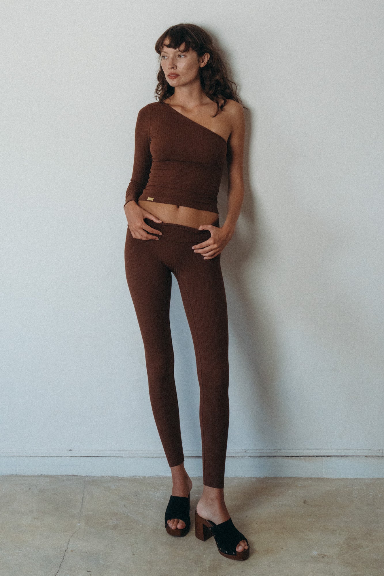 Studio K | Womens | Rib Leggings | Chocolate | XXS - XXL