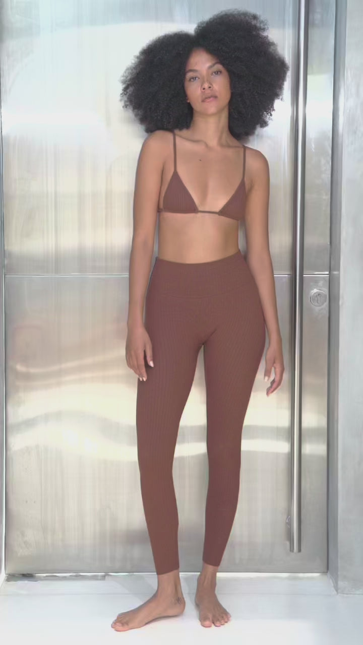 Studio K | Womens | Rib Leggings | Chocolate | XXS - XXL